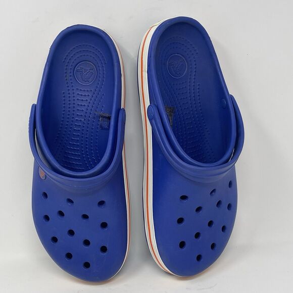 Crocs Crocband Denver Broncos Clogs Sandals Mens 10 Womens 12 Blue Orange Unisex - Picture 9 of 14